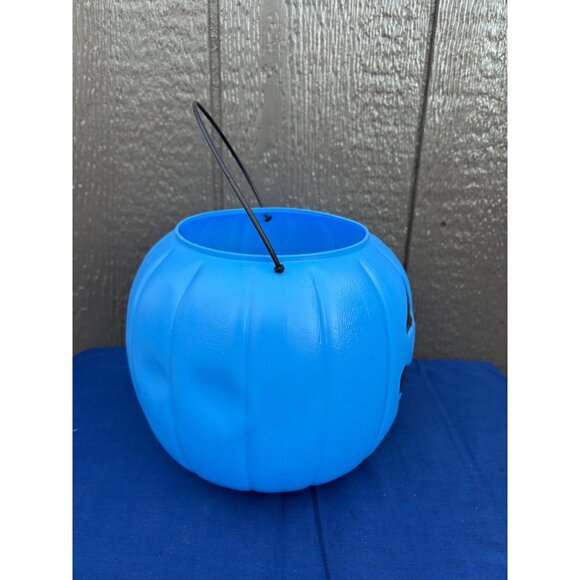 Blue Plastic Pumpkin Halloween Bucket Handle General Foam Trick or Treat - Picture 4 of 6